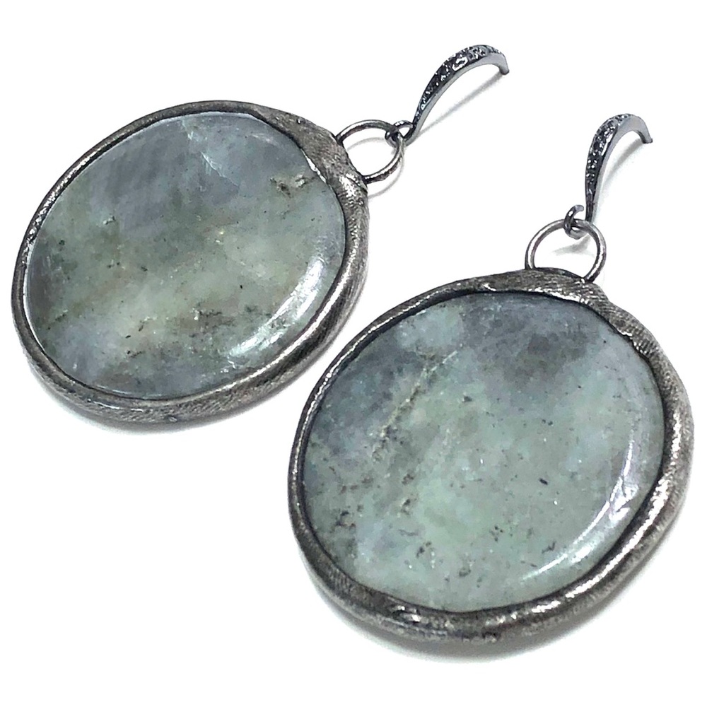 Earrings, genuine labradorite gemstone earrings